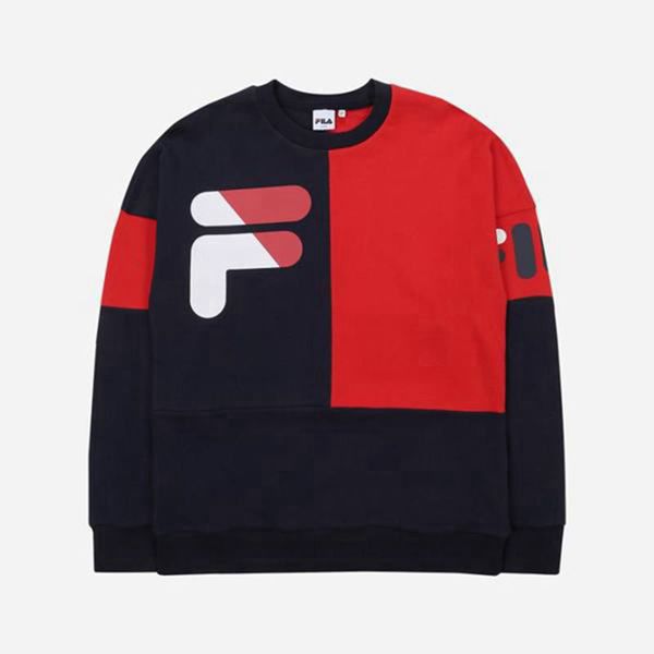 Fila New Blocking Men's Sweatshirts - Red/Navy,NZ 932-28369